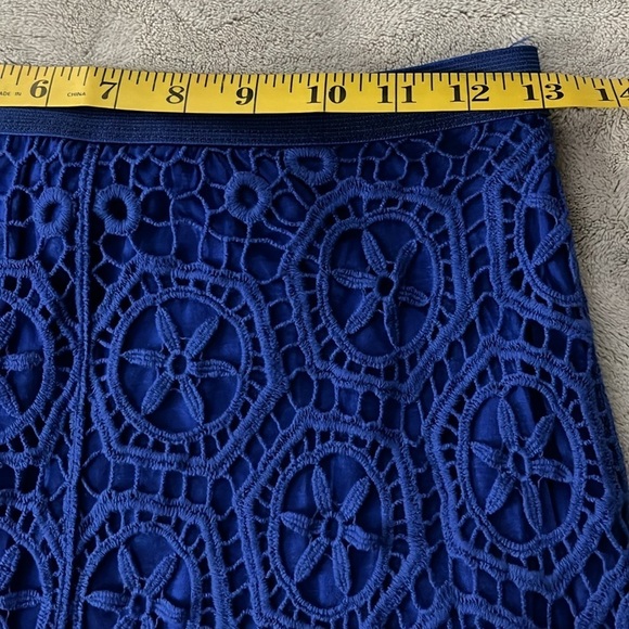 ELLA Moss Anthropologie High low Crochet Lace Electric Blue Skirt S Grannycore - Picture 12 of 13